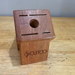 Cutco 5 Slot Oak Wood Knife Block Slanted Kitchen Cutlery Storage Organizer